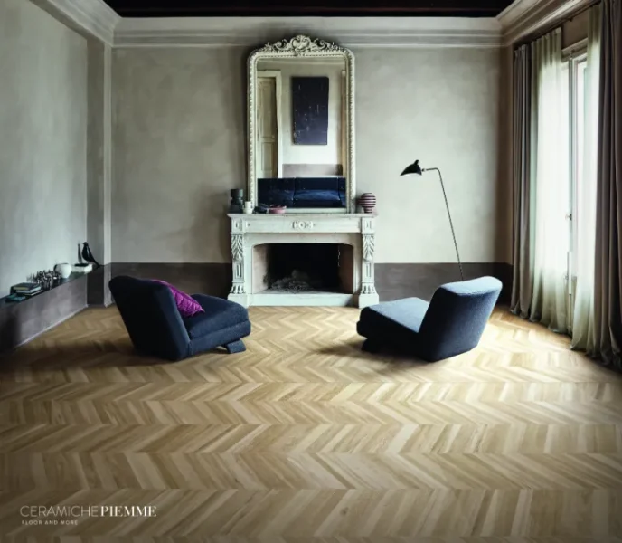 Chevron faux wood porcelain floor tiles